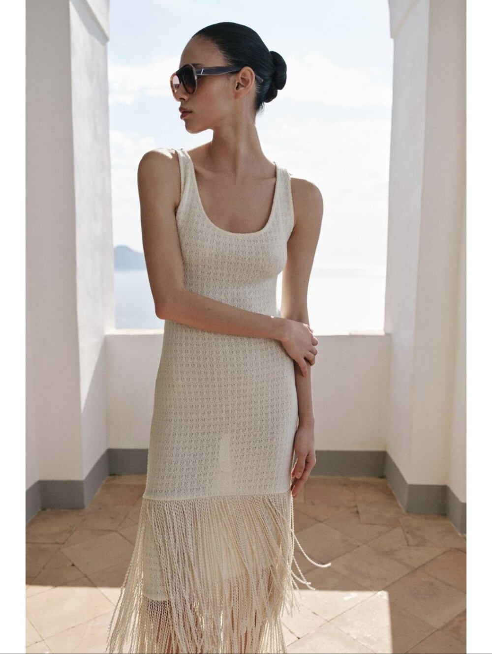 TEXTURED FRINGED DRESS - Picture 4 of 8